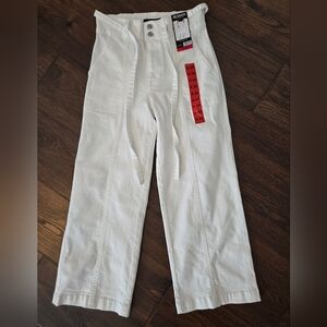 Hudson Jeans White Wide Leg High Waist Belted Cropped Ankle New Size 8